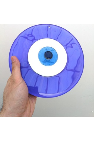 Büyük Boy Lila Cam Nazarlık Nazar Boncuğu Lüks Kalite 20 cm Çap El Işi