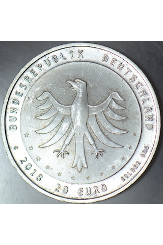Almanya 20 Euro 2018 Gümüş Hatıra. 18 Gr. Çil.