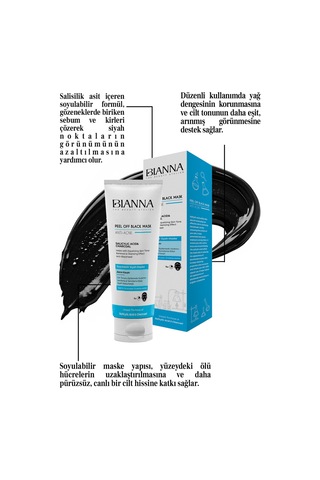 Siyah Maske Karşıtı Salisilik Asit Soyulabilir Maske Siyah Nokta Karşıtı Cilt Eşitleyici-100ml Yüzmask