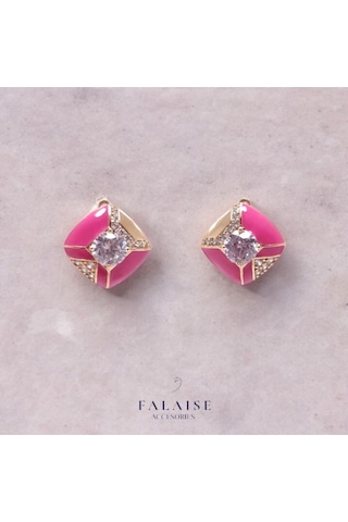 Pembe Düğme Küpe 15mm Pembe