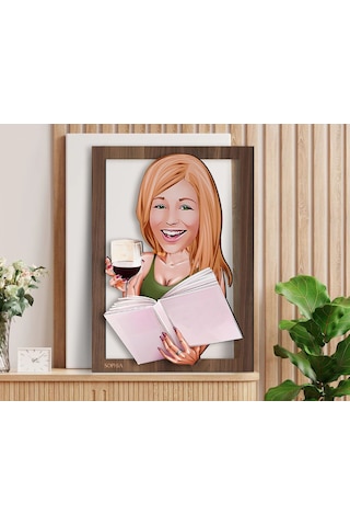 Bk Gift Kişiye Özel Kadın Karikatürlü 3d Ahşap Tablo-100, Arkadaşa Hediye, Karikatürlü Tablo Kobitmeyen138370 Bk Gift