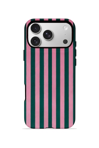 Apple iPhone Uyumlu 17 Pro Vorian Çift Katmanlı Magsafe Kılıf Pink Navy Cabana