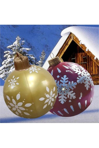 Qingmipy Pvc Noel Şarap Kırmızısı Hava Dolgulu Top 60cm - Kar Taneleri Desenli, Pompa Dahil, Dışarı/içeri Dekorasyon, Noel/yeni Yıl Festivalleri