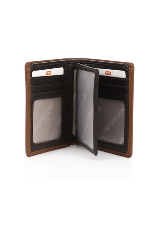 Gönderir Tabaya Kahve Hakiki Deri Dikey Cüzdan Taba - Kahverengi