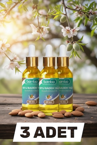 Tatlı Badem Yağı 3x20 Ml %100 Saf Soğuk Sıkım Nemlendirici Saç Ve Cilt Bakımı Vitamin 60 ML
