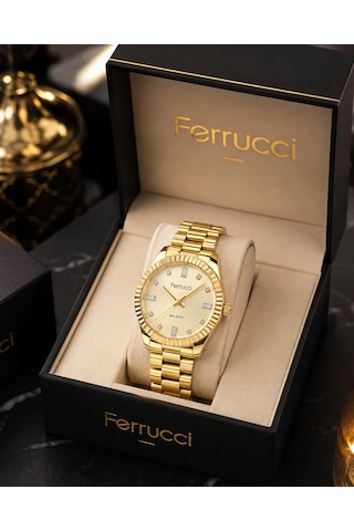 Ferrucci Milano Fc71262 Çelik Kordon Ve Kasa Kadın Kol Saati+bileklik Hediye Gold