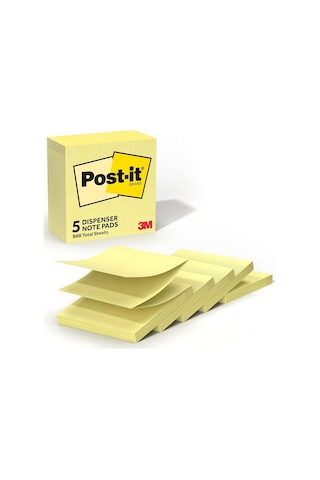 Açılır Notlar 7,6 X 7,6 Cm, 5 Ped, Amerika'nın 1 Numaralı Favori Yapışkan Notlar, Kanarya Sarısı, Temiz Çıkar