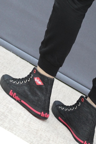 Lee Cooper Lc-30103 Anatomik Unisex Keten Kanvas Spor Ayakkabı Siyah - Kırmızı