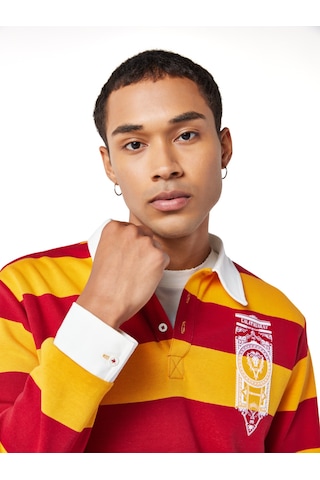 Gsstore X Midground Erkek Polo Sweatshirt E251207 Sarı - Kırmızı