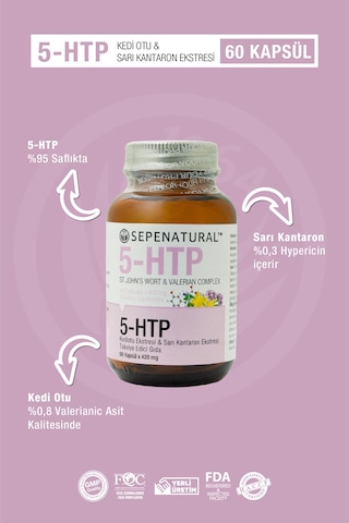 Sepe Natural 5-Htp Valerian Kedi Otu St. John's Worth Sarı Kantaron Eki Kompleks 60 Kapsül x 420 MG