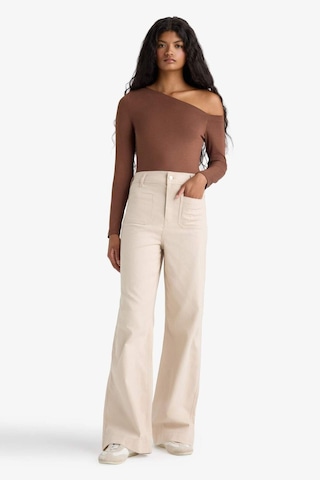 Defacto Slim Fit Dar Kesim Tek Omuzlu Uzun Kollu Tişört G0105ax25aubn318 Kahve
