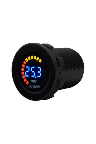 Samdoo 12/24v Renkli Led Voltmetre - Su Geçirmez, Alarmlı, Araç Ve Tekneler İçin