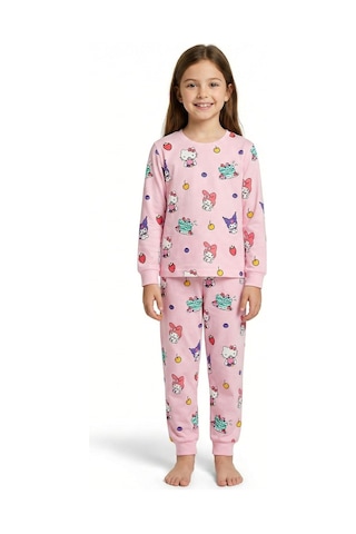 Cute Hello Kitty Ve Kuromi Desenli Kız Çocuk Pijama Takımı Pembe
