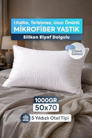 Elyaf Yastık 800 Gr 50x70 Yıkanabilir Silikon Yastık Çok Renkli