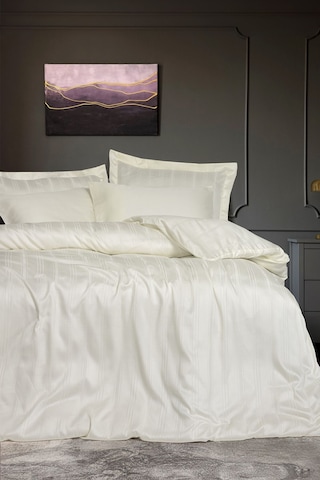 Cotton Box 1901-cb Smart Bambu Ck Saten Nevresım Takımı Strıpe Ekru Ekru