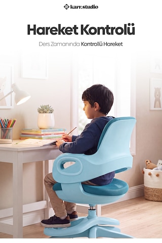 Olinda Ergonomik Çocuk Çalışma Koltuğu Mavi
