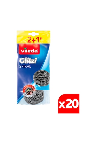 Vileda Glitzi Inox Çelik 3'lü Bulasik Teli 20'li Paket
