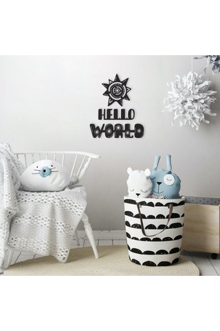 Hdrlazerdizayn Ahşap Güneş Ve 'Hello World' Duvar Yazısı Seti