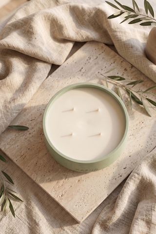 Kafna Matcha Kokulu Büyük Boy Dekoratif Beton Mum - %100 Soya Wax Yeşil Mint Yeşili