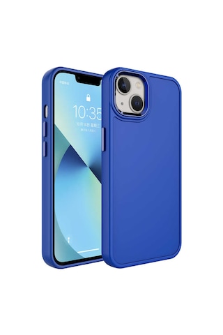 Zore Apple Uyumlu iPhone 14 Plus Metal Çerçeve Ve Buton Tasarımlı Sert Botox Kılıf-laci Lacivert