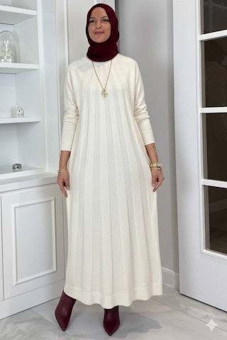Rabia Şamlı Beyza Fitilli Triko Elbise Taş Normal Rabia Şamlı Beyza Fitilli Triko Elbise Taş Normal