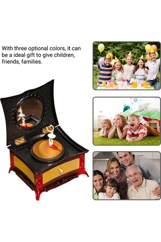 Vkemall Müzik Kutusu Muslady Dans Eden Kız Müzik Kutusu Tuvalet Masası Müzik Mücevher Kutusu Retro Ev Kırmızı