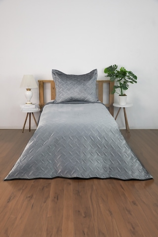 Queen Kadife Tek Kişilik Yatak Örtüsü - Antrasit Antrasit