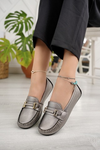 Khayt Daisy Casual Günlük Kadın Babet Ayakkabı Platin