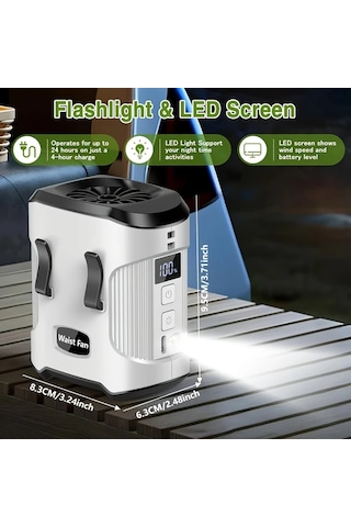 Xuweiwei Gri Beyaz Taşınabilir Hızlı Soğutma Fanlı Güç Bankası Şarj Edilebilir Batarya El Feneri Kamp Ofis Kullanımı