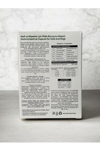 Gastro Defense Capsule 30 Kapsül Kedi Ve Köpekler İçin Mide Ve Sindirim Sistemi Destek Takviyesi