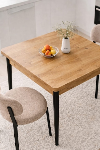 Renlife Ahşap Mutfak Masası Takımı Metal Ayaklı 2 Adet Antrasit Sandalye 70x70 Masa 2kahve Çam Çam - Kahve Vivo