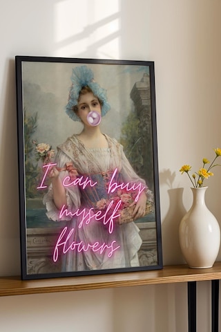I Can Buy Myself Flowers Çerçeveli Tablo Güçlü Kadın Temalı Modern Klasik Tablo Altered Art