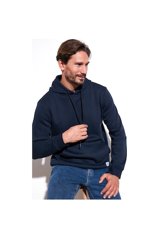 Buratti Regular Fit Kapüşonlu Kanguru Cepli Içi Tüylü Yumuşak Şardonlu Erkek Sweat 5905281 Koyu Lacivert