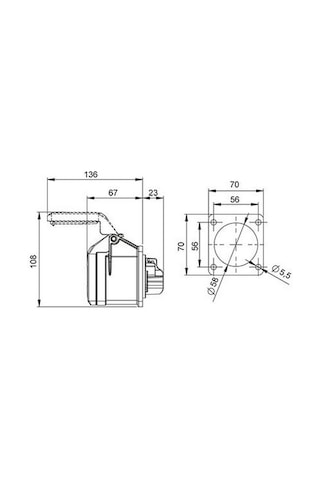 METE ENERJİ 406522V 5X32A. Ip44 Makıne Prizi -Düz-(Vidalı Bağ.)