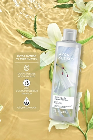 Avon Senses White Lily Beyaz Zambak Kokulu Duş Jeli 3 x 250 ML