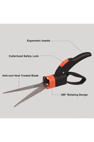 Suofeng 360 Dönebilen Bahçe Budama Makası, Yüksek Keskinlikli, Paslanmaz, Ergonomik Kulp, Çim Ve Çit Kesimi İçin El Tipi Alet