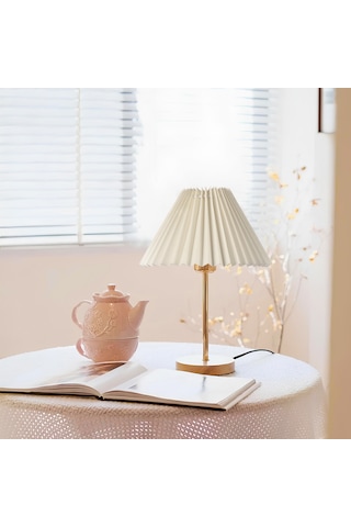 Homing Lotus Ahşap Taban Abajur 241938 Krem