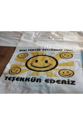 Gülen Yüz Baskılı Hışır Atlet Poşet 10 Rulo 1 Koli Orta Boy