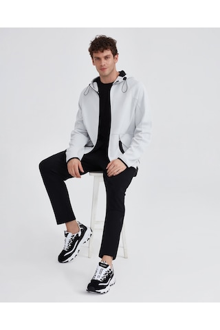 Skechers M 2Xı-Lock Full Zip Hoodie Sweatshirt Erkek Stone Fermuarlı Eşofman Üstü S232184-043 Gri