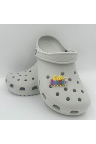 Crocs Terlik Süsü Ve Aksesuarı , Çanta Süsü Jibbitz 3d Hello Summer 02 Logo Aksesuar Mor-mavi-yeşil-pembe-şeffaf-hardal