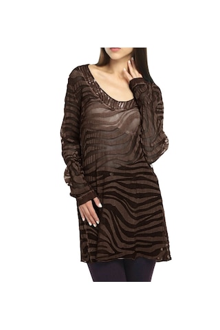 Bulalgiy Kadın Kahve Ipek Plaj Tunik - Bga067947