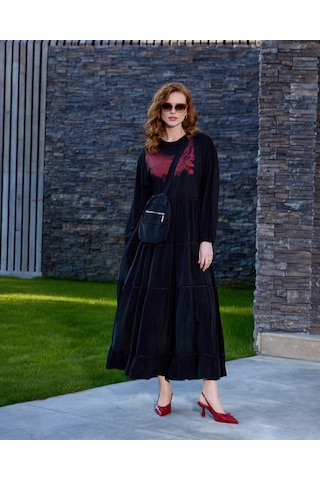 Misswhence Çanta Detaylı Elbise Siyah 37834 Siyah