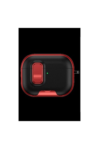 Apple Uyumlu Airpods Pro 3 3.nesil Rova Deri Kılıf - Kırmızı Düz Renkli
