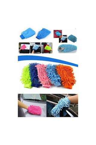 Mikrofiber Şönil Temizlik Bezi Makarna Eldiven Oto Yıkama Köpükleme Eldiveni