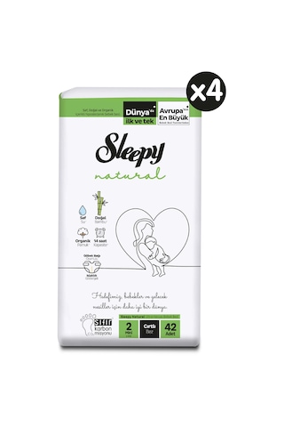 Sleepy Natural Bebek Bezi 2 Numara Mini Aylık Paket 168 Adet 4'lü