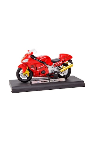 Suzuki Hayabusa Gsx1300 Die Cast Model Motorsiklet Kırmızı Standlı İnce Detay 1:18 Ölçek Çok Renkli