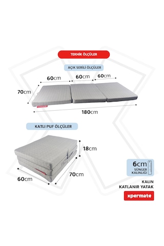 Xpermate Katlanır Yatak Yer Yatağı Misafir Yatağı