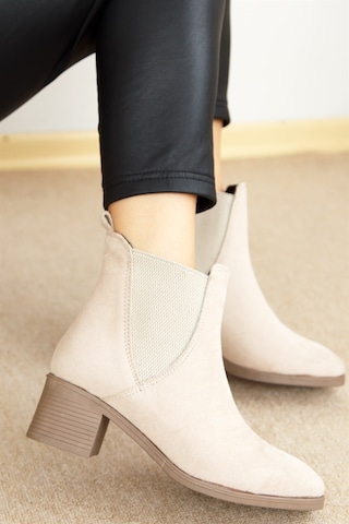 Shoetek Leslie Kadın Bot Yandan Lastikli Bej Süet Bej Süet Bej