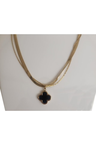 Uzel Kolye Çift Zincirli, İtalyan Zincir Siyah