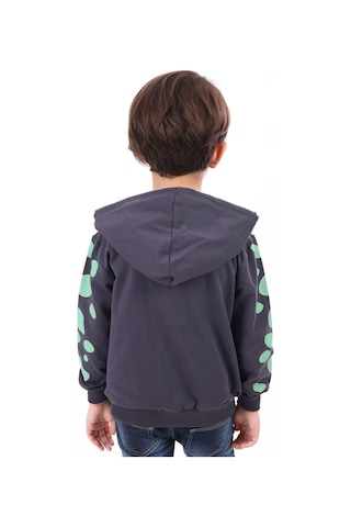 Toontoy Erkek Çocuk Baskılı Hırka Füme